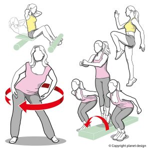Exercise illustrations, graphic artist, graphic illustration, workout drawings