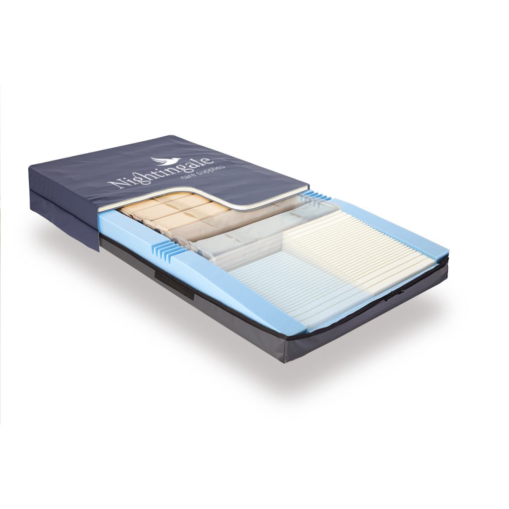 realistic Technial illustration Marketing illustration to promote the internal features of an illustration of a medical bed mattress.