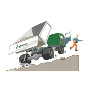 Health and Safety illustration cartoon LaFarge. Graphic artist. illustration of a humorous safety poster