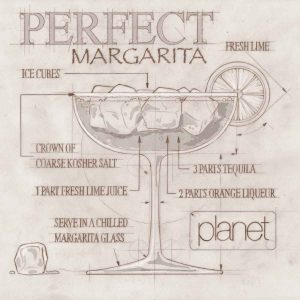 illustration in a Leonardo da Vinci style The perfect Margarita Cocktail