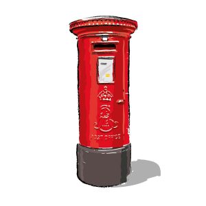 Pillar Post box illustration for graphical art. graphic illustration. illustration of a British Post box