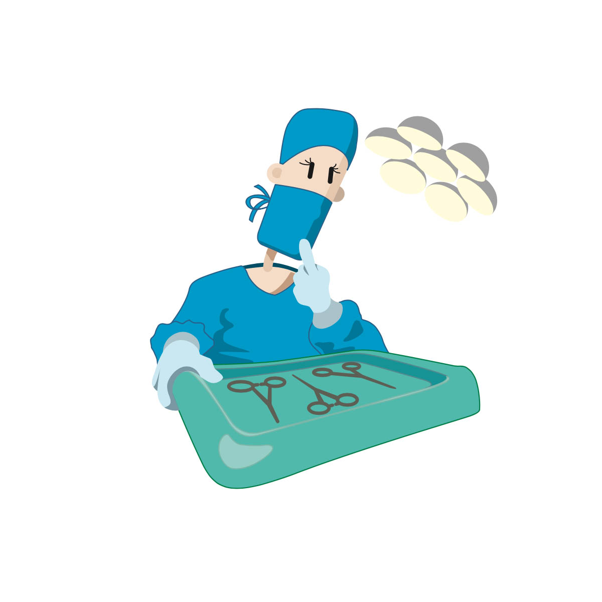 illustration of a Surgeon thinking Graphic illustration for medical promotion.