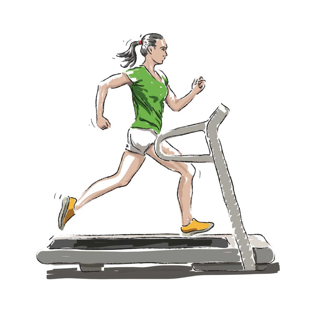 folio image of illustration. illustration of a woman running on a treadmill