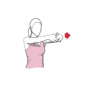 Stretch exercise illustration of a woman stretching her arms