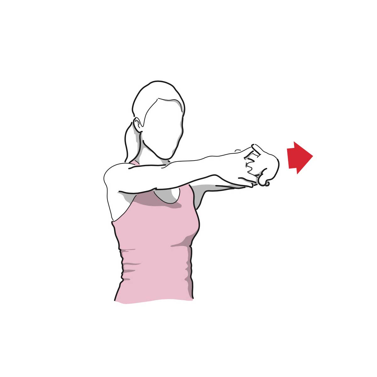 Stretch exercise illustration of a woman stretching her arms