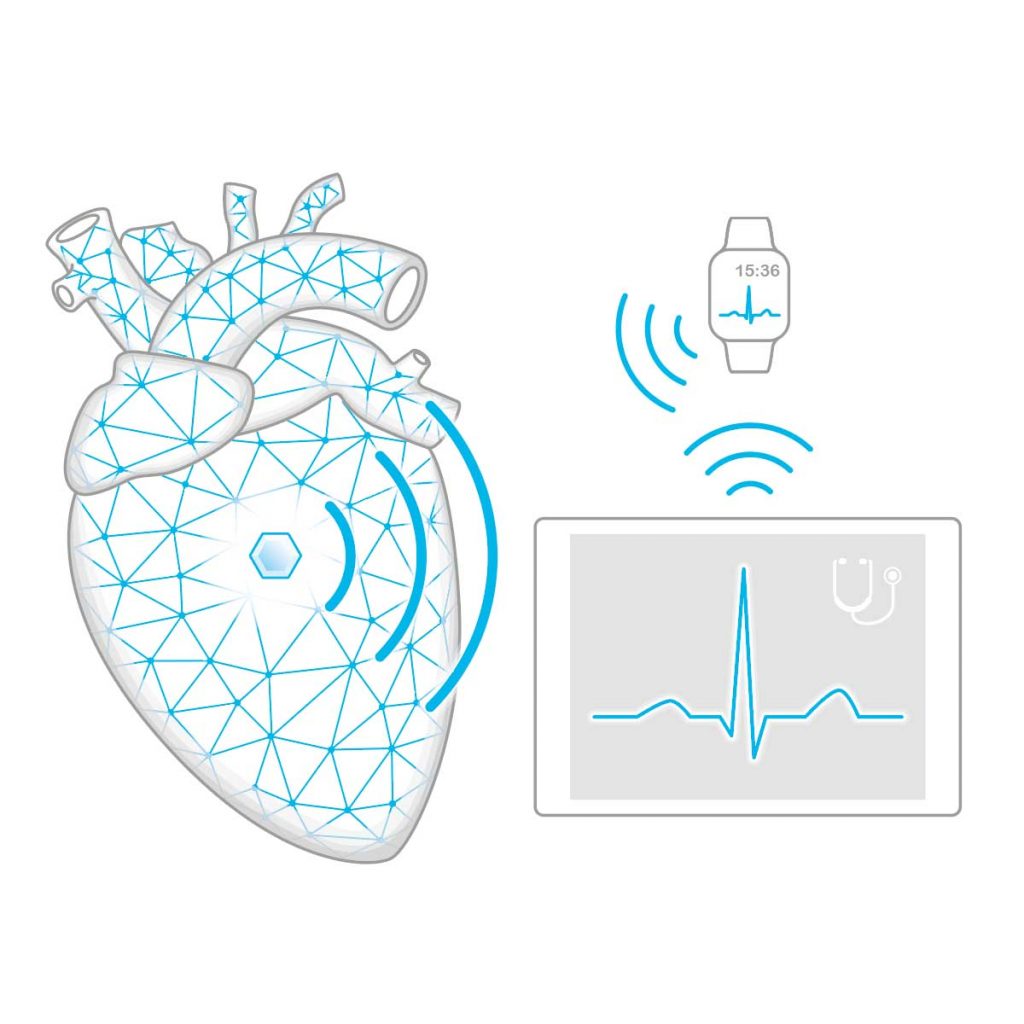Graphic illustration illustration of a heart for future medical technology