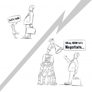 cartoon. illustration to communicate business practice