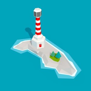 Low Poly Lighthouse. illustration example of low poly style in a flat render