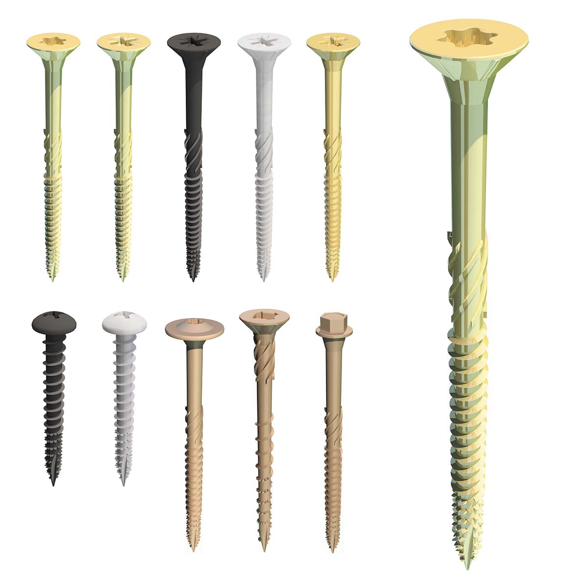 Realistic illustrations of screws. illustration of screws in a realistic style