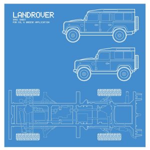 Blueprint style poster for Landrover oil service instructions