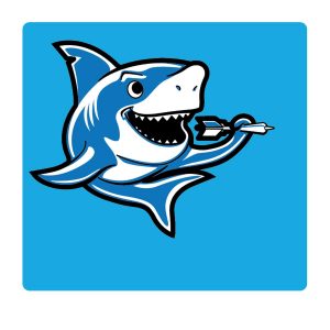 Cartoon styled shark logo